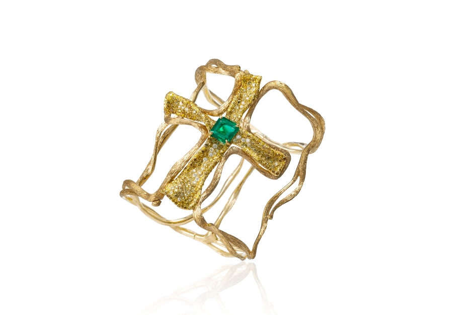 batch_12.【一五一十 ‧ 讓愛聚首】慈善藝術珠寶-導演 演員 歌手 劉若英配戴1510 Charity Art Jewel by Cindy Chao祖母綠鑽石手環