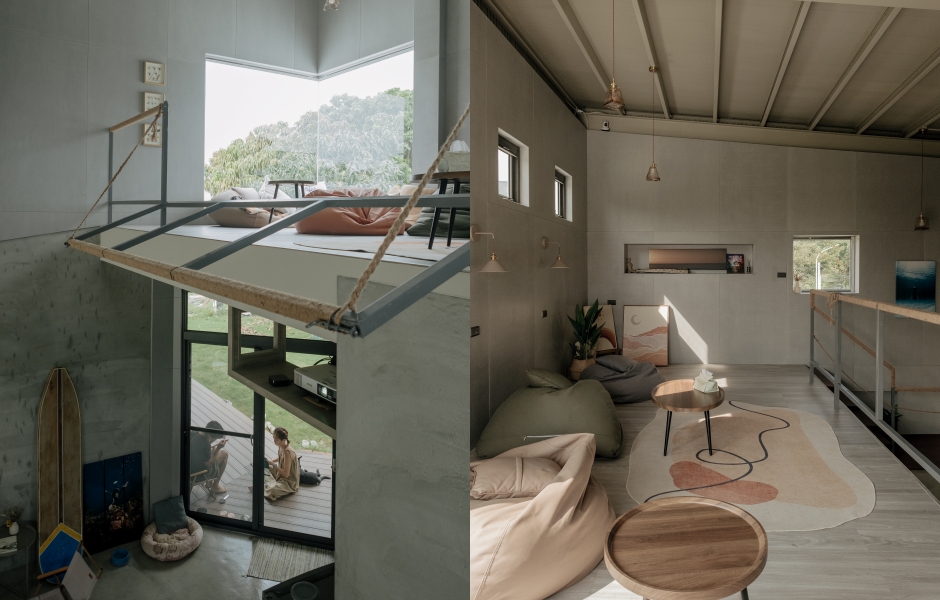 collageq二樓採光通透,不同時段都可以在懶骨頭上欣賞迷人的光影變化。(圖片提供:Slack BnB) collageq二樓採光通透,不同時段都可以在懶骨頭上欣賞迷人的光影變化。(圖片提供:Slack BnB)