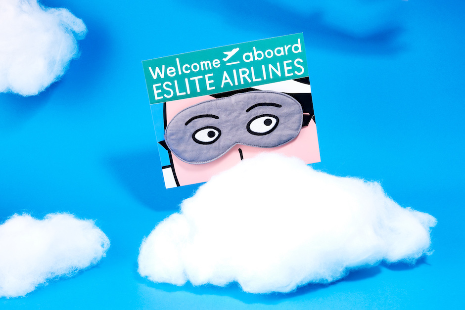 誠品理想的文具_圖1. eslite x 朝野 Peko 空姐好眠眼罩，純天然蠶絲與親膚精梳棉材質，完美複製機上舒適體驗。