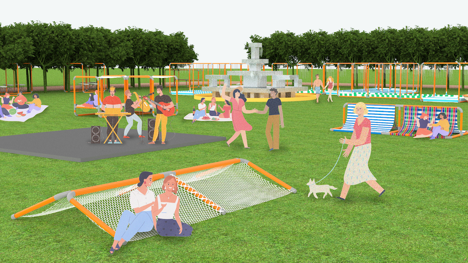 2023「草悟系.七月半」:夏日大噴發草地舞台跟噴水池模擬圖 (圖:草字頭提供) 2023「草悟系.七月半」:夏日大噴發草地舞台跟噴水池模擬圖 (圖:草字頭提供)