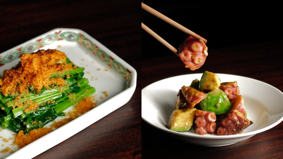 MADMEN面麵酒屋_烏魚子蛤汁菠菜_酪梨章魚-醬油芥末風味 