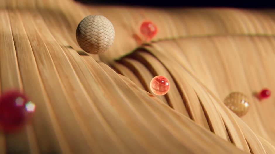 小檔客家電視台全新視覺包裝5. 將聲音具象化賦予「聲景城市」豐富的視覺想像,以不同球體樣貌流動於生活場景之中,展現客家文化的獨特風貌。圖為「竹編」畫面 小檔客家電視台全新視覺包裝5. 將聲音具象化賦予「聲景城市」豐富的視覺想像,以不同球體樣貌流動於生活場景之中,展現客家文化的獨特風貌。圖為「竹編」畫面