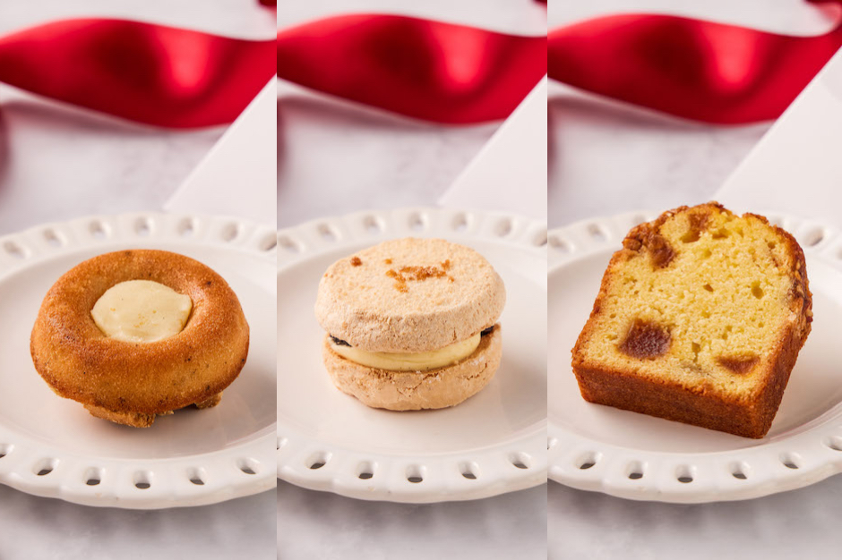 茹絲葵牛排館30週年套餐WUnique Pâtisserie甜點主廚吳宗剛以茹絲葵備受佳評的香蕉奶油派為靈感，結合法式甜點技法與美式甜點概念，推出香蕉派達克瓦茲！（圖片由茹絲葵提供）