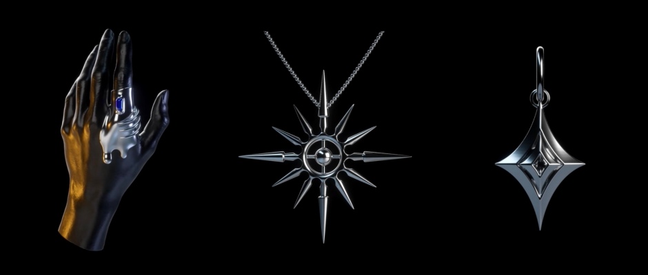 由左至右為:Elixir永生之鑰(Euphoria戒指)、Wheel of Greed強欲之輪(Saint 項鍊)、The Angel's Game天使的遊戲(Oracle耳環)。(圖片提供:OneOffs) 由左至右為:Elixir永生之鑰(Euphoria戒指)、Wheel of Greed強欲之輪(Saint 項鍊)、The Angel's Game天使的遊戲(Oracle耳環)。(圖片提供:OneOffs)