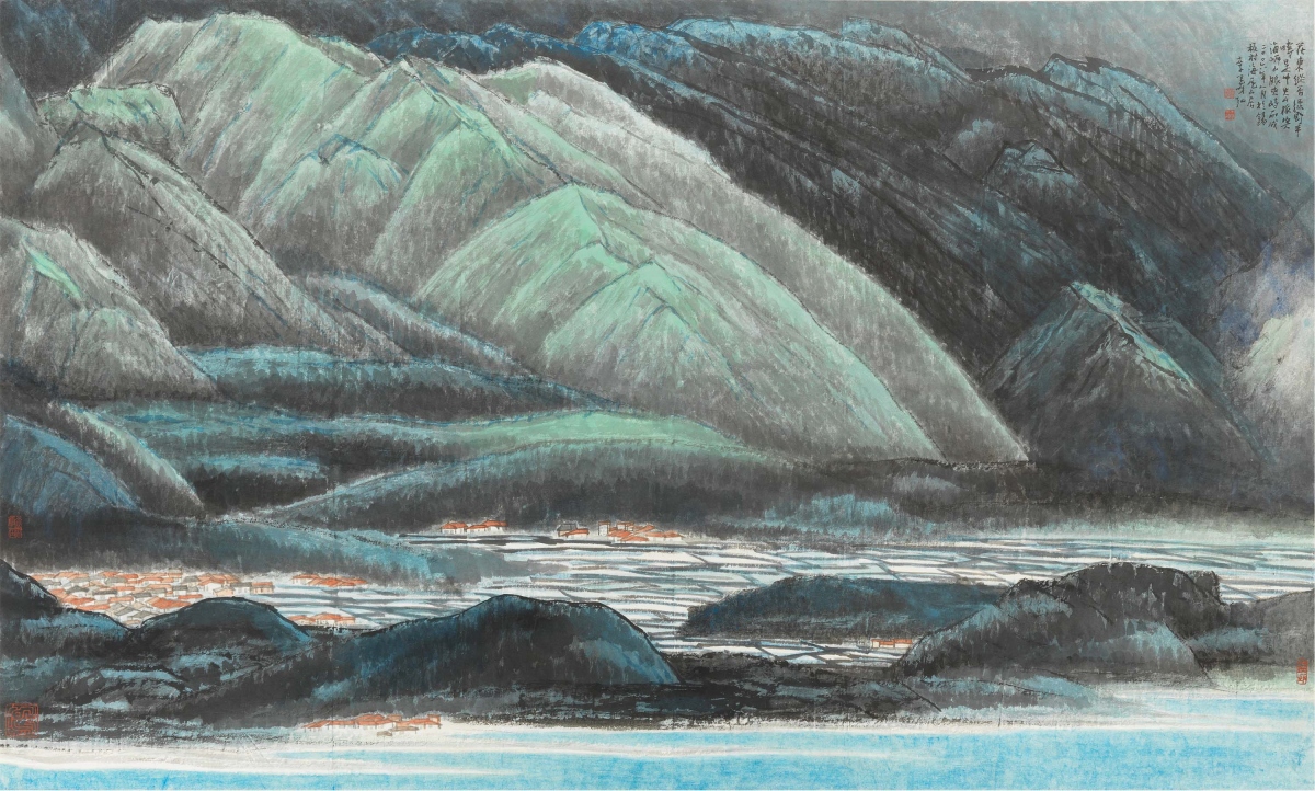 花東縱谷(典藏編號 95-00068)|國畫|92 × 152.5 cm|李義弘|1941-2023|國立歷史博物館(圖片提供 :國立歷史博物館) 花東縱谷(典藏編號 95-00068)|國畫|92 × 152.5 cm|李義弘|1941-2023|國立歷史博物館(圖片提供 :國立歷史博物館)