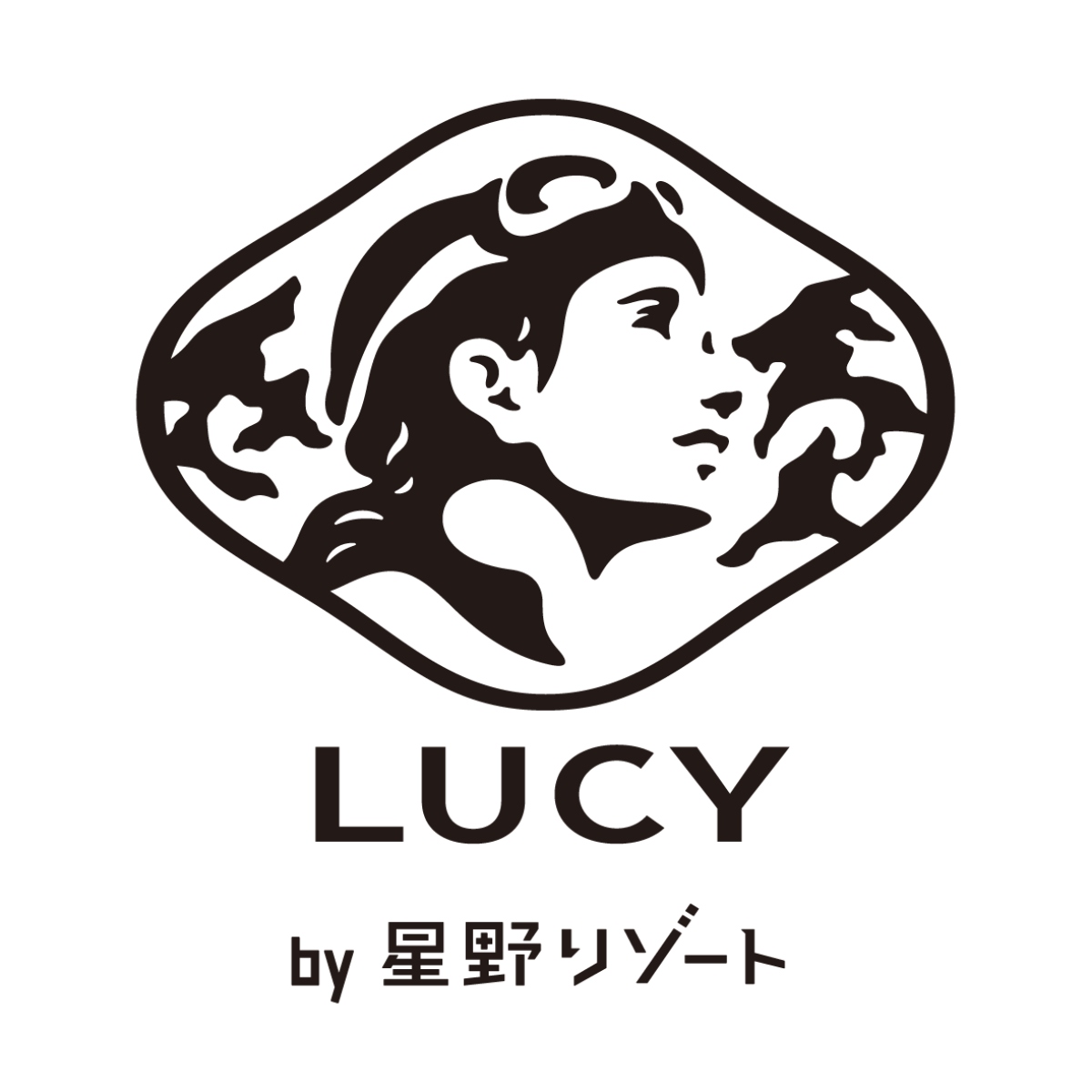 LUCY的Logo以柔和線條環繞著眺望群山的女性形象,象徵著 LUCY 的品牌概念。(圖片提供:星野集團) LUCY的Logo以柔和線條環繞著眺望群山的女性形象,象徵著 LUCY 的品牌概念。(圖片提供:星野集團)