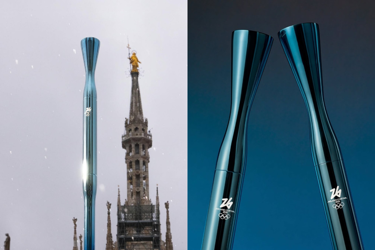 「天空色」奧運火炬。（圖片來源：Instagram @milanocortina2026）