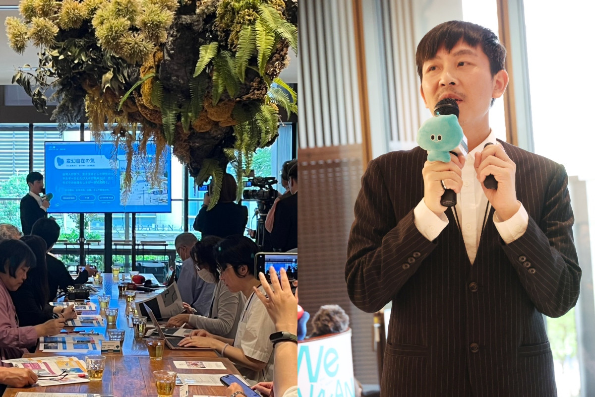 策展團隊代表林昆穎於大阪交流會上向眾媒體介紹「We TAIWAN臺灣文化in大阪.關西世博」整體概念與節目內容。(圖片提供:文化部) 策展團隊代表林昆穎於大阪交流會上向眾媒體介紹「We TAIWAN臺灣文化in大阪.關西世博」整體概念與節目內容。(圖片提供:文化部)