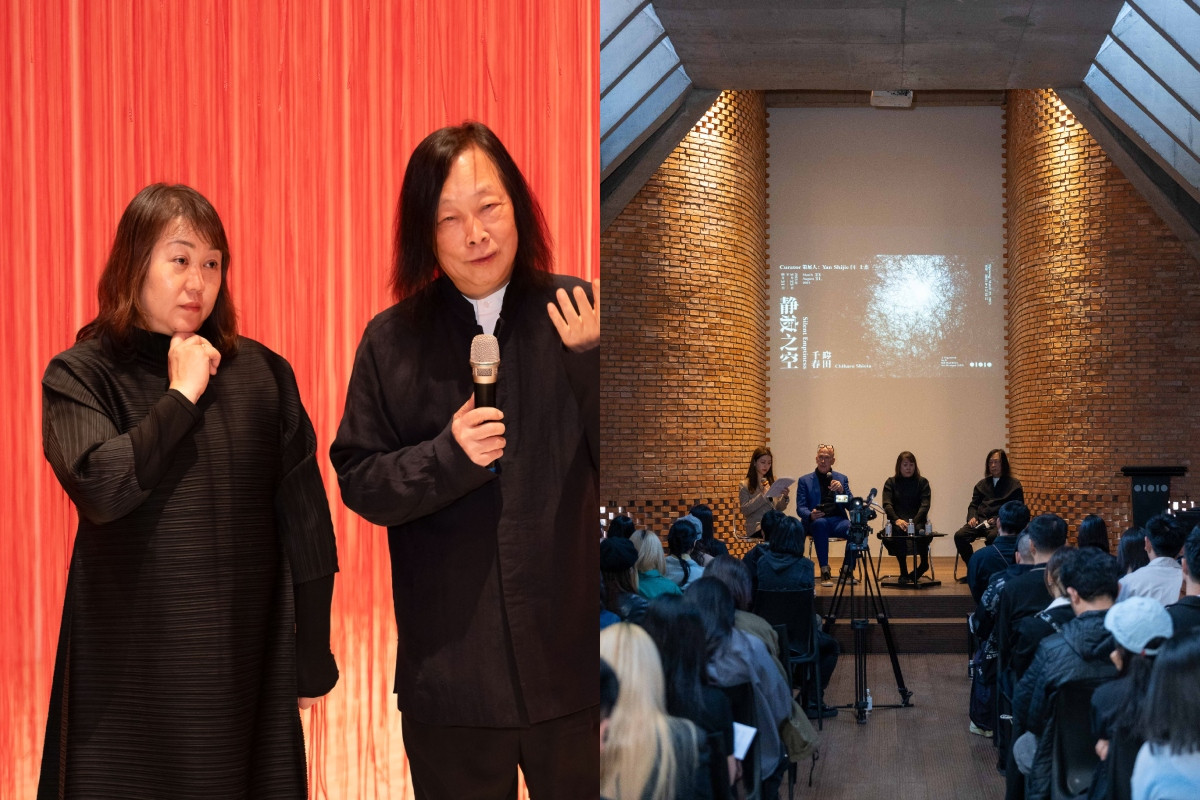 藝術家塩田千春與《靜寂之空》策展人閆士傑。(圖片提供:紅磚美術館) 藝術家塩田千春與《靜寂之空》策展人閆士傑。(圖片提供:紅磚美術館)