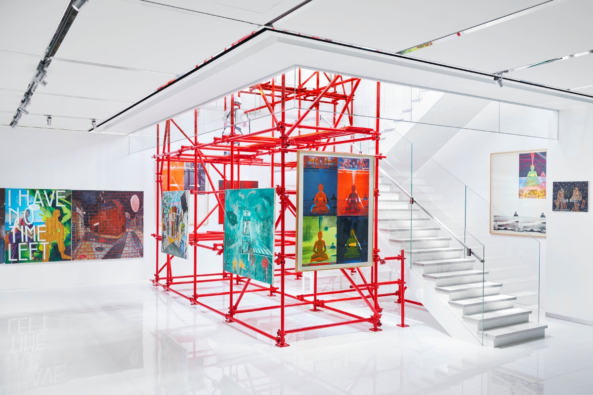 作為展覽一部分,Gucci銀座藝廊天井重現1970大阪世博「未完成」鷹架裝置。(圖片提供:Gucci) 作為展覽一部分,Gucci銀座藝廊天井重現1970大阪世博「未完成」鷹架裝置。(圖片提供:Gucci)