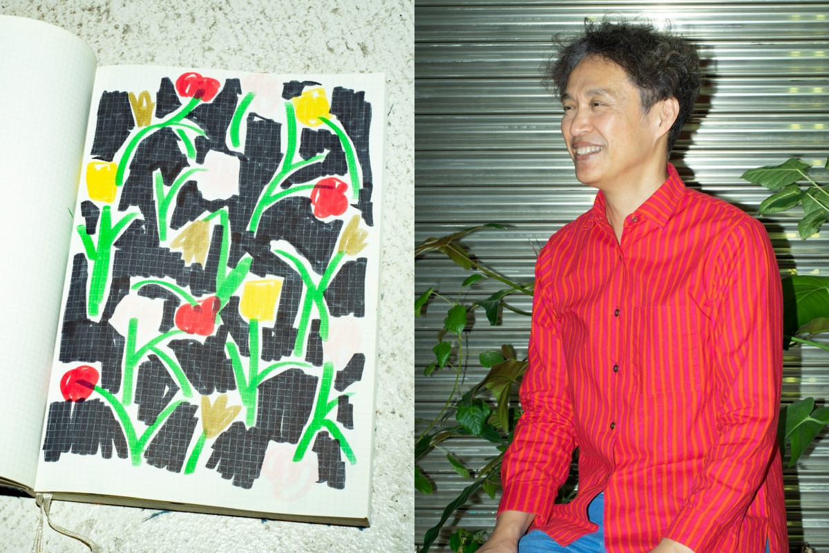 藝術家Masaru Suzuki及其創作筆記。(圖片提供:Marimekko) 藝術家Masaru Suzuki及其創作筆記。(圖片提供:Marimekko)