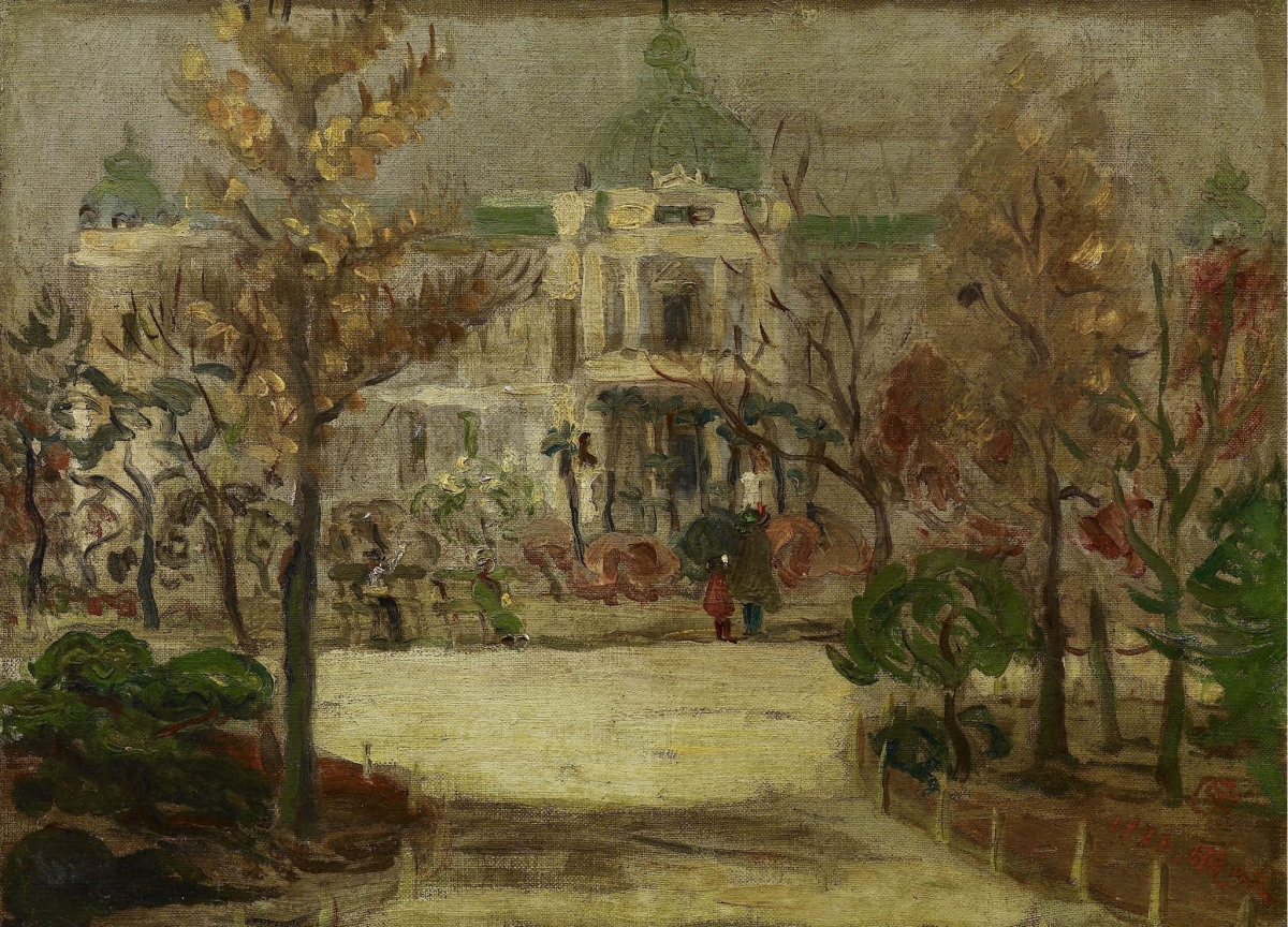 陳澄波〈秋之博物館 Museum in Autumn〉,1926。(圖片提供:亞紀畫廊) 陳澄波〈秋之博物館 Museum in Autumn〉,1926。(圖片提供:亞紀畫廊)