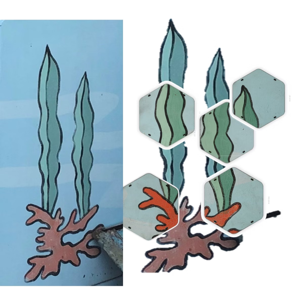 隔熱墊取其圖騰局部呈現海中動植物輪廓。(圖片來源:台電文創) 隔熱墊取其圖騰局部呈現海中動植物輪廓。(圖片來源:台電文創)