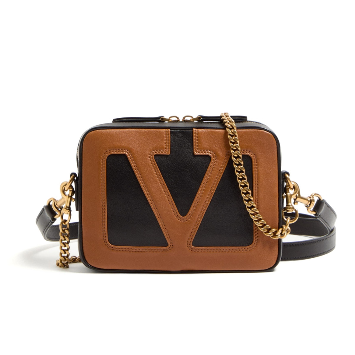 Valentino Garavani Viva Superstar斜挎相機包(黑棕)。(圖片提供:Valentino) Valentino Garavani Viva Superstar斜挎相機包(黑棕)。(圖片提供:Valentino)