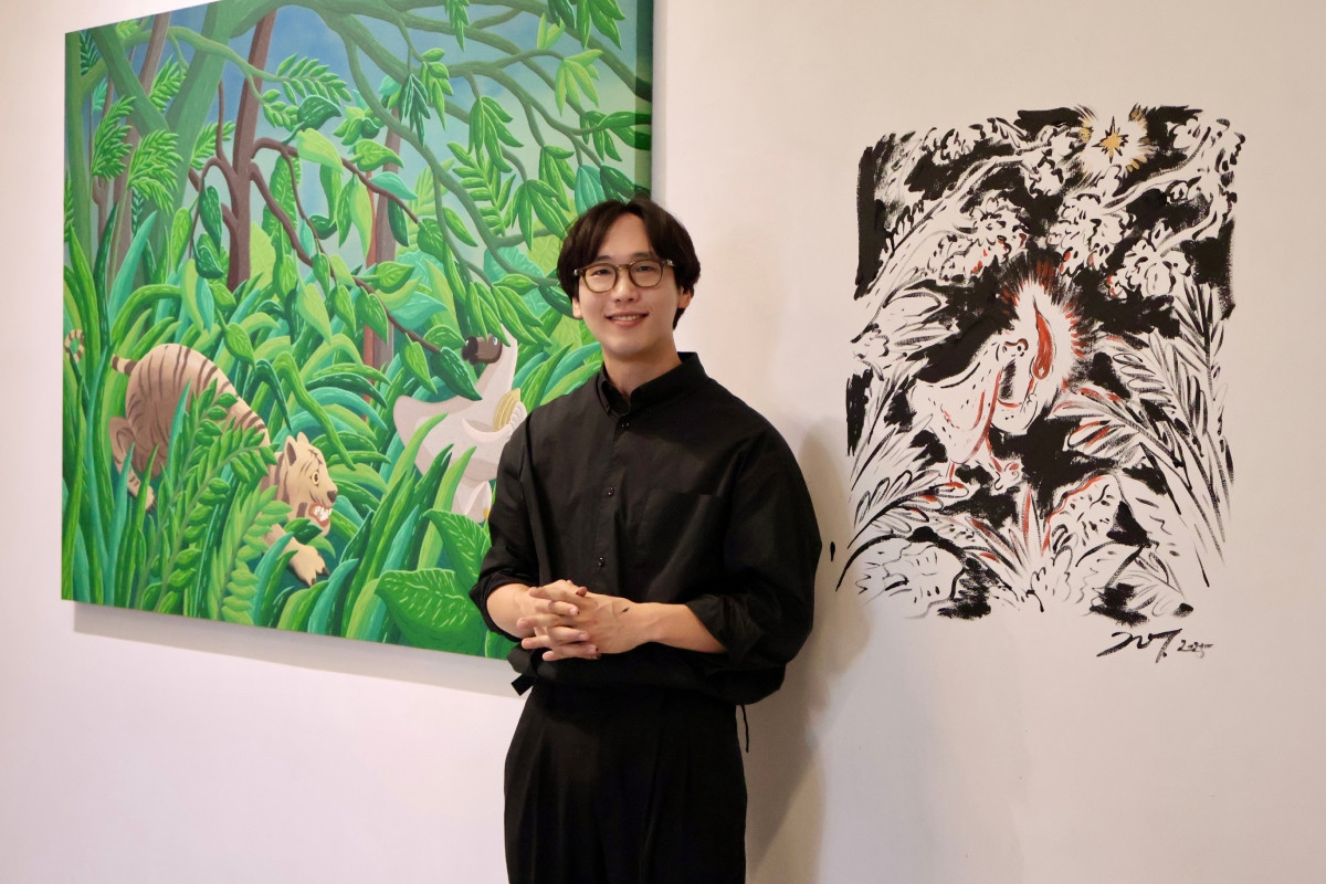 Kim Sunwoo來台出席個展《Beyond the Map》開幕。(圖片提供:索卡藝術) Kim Sunwoo來台出席個展《Beyond the Map》開幕。(圖片提供:索卡藝術)