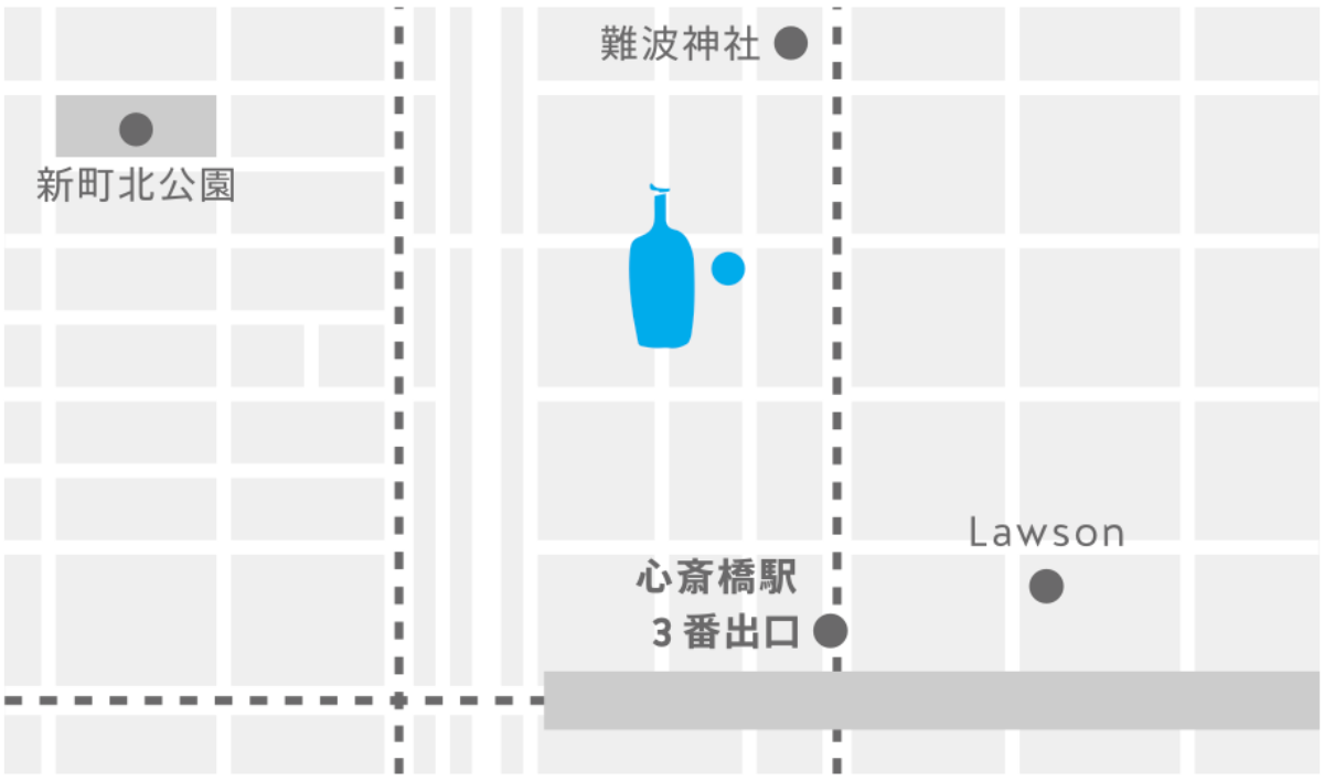 藍瓶咖啡 心齋橋店(ブルーボトルコーヒー 心斎橋カフェ)地圖(圖片來源:Blue Bottle Coffee Japan) 藍瓶咖啡 心齋橋店(ブルーボトルコーヒー 心斎橋カフェ)地圖(圖片來源:Blue Bottle Coffee Japan)
