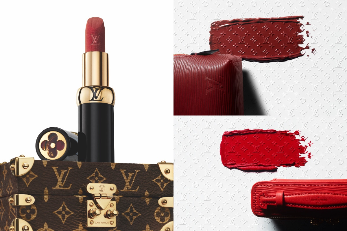 203 Rose Odyssée(左)、896 Monogram Rouge(右上)、854 Rouge Louis(右下)。(圖片提供:Louis Vuitton) 203 Rose Odyssée(左)、896 Monogram Rouge(右上)、854 Rouge Louis(右下)。(圖片提供:Louis Vuitton)