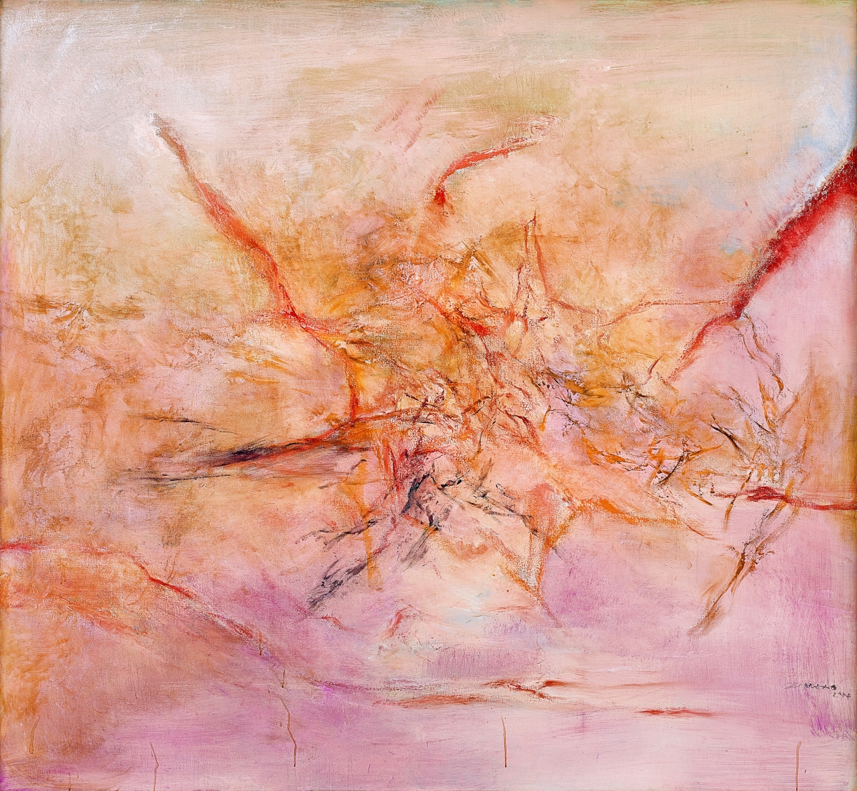 趙無極,〈12.02.2004 - 朦朧的紅白藍〉,2004年作|油畫畫布,150 x 162.5公分|估價:10,000,000 - 15,000,000港元。(圖片提供:Sotheby's) 趙無極,〈12.02.2004 - 朦朧的紅白藍〉,2004年作|油畫畫布,150 x 162.5公分|估價:10,000,000 - 15,000,000港元。(圖片提供:Sotheby's)