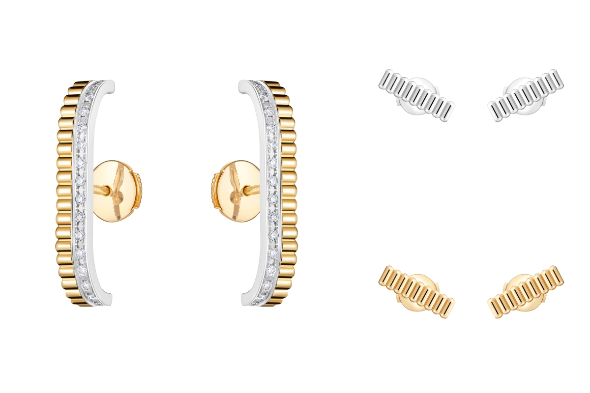 BoucheronQuatre系列Grosgrain全新作品,包括項鍊、手環,以及黃金或白金材質的精緻耳釘作品。雙色設計耳釘,將黃金、白金與鑽石交織融合,構築出和諧且具建築感的珠寶語言。(圖片提供:Boucheron) BoucheronQuatre系列Grosgrain全新作品,包括項鍊、手環,以及黃金或白金材質的精緻耳釘作品。雙色設計耳釘,將黃金、白金與鑽石交織融合,構築出和諧且具建築感的珠寶語言。(圖片提供:Boucheron)