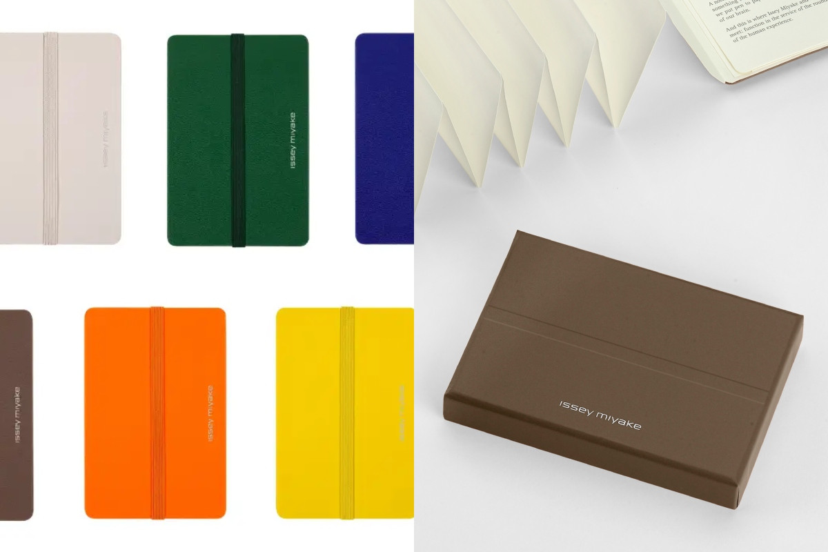 筆記本封面、封底及外紙盒包個別綴飾品牌Logo。(圖片提供:Issey Miyake) 筆記本封面、封底及外紙盒包個別綴飾品牌Logo。(圖片提供:Issey Miyake)