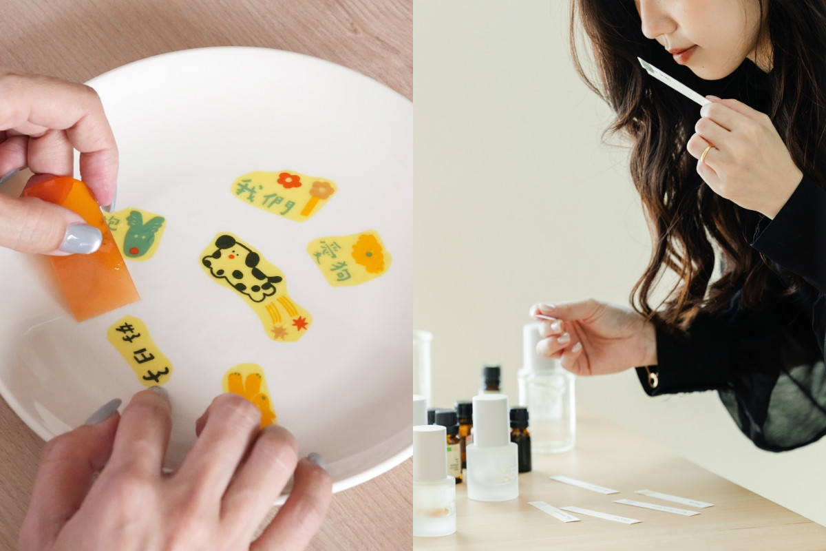 「Mao’s樂陶陶」陶瓷貼花體驗課(左)、「日々·にちにち」秋日香氛(右)。(圖片提供:新北市美術館) 「Mao’s樂陶陶」陶瓷貼花體驗課(左)、「日々·にちにち」秋日香氛(右)。(圖片提供:新北市美術館)