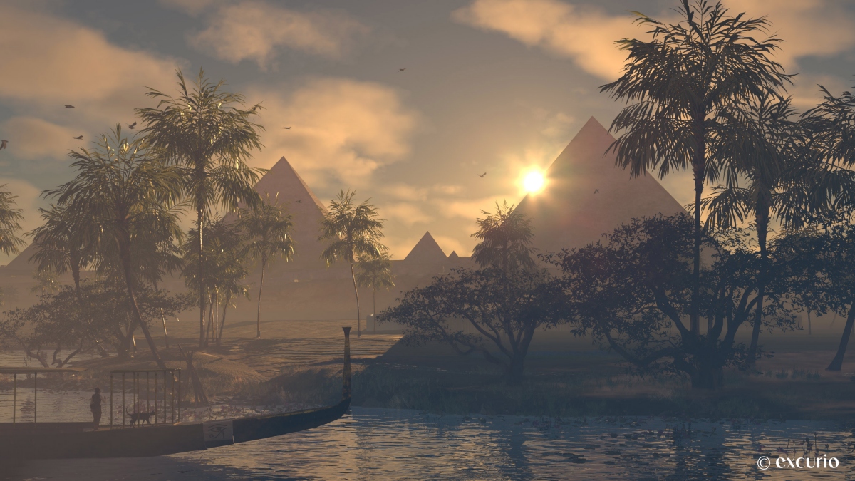 奇美博物館VR體驗《消失的法老》，可乘坐太陽船漫遊尼羅河，欣賞河岸風光。（圖片版權：excurio）