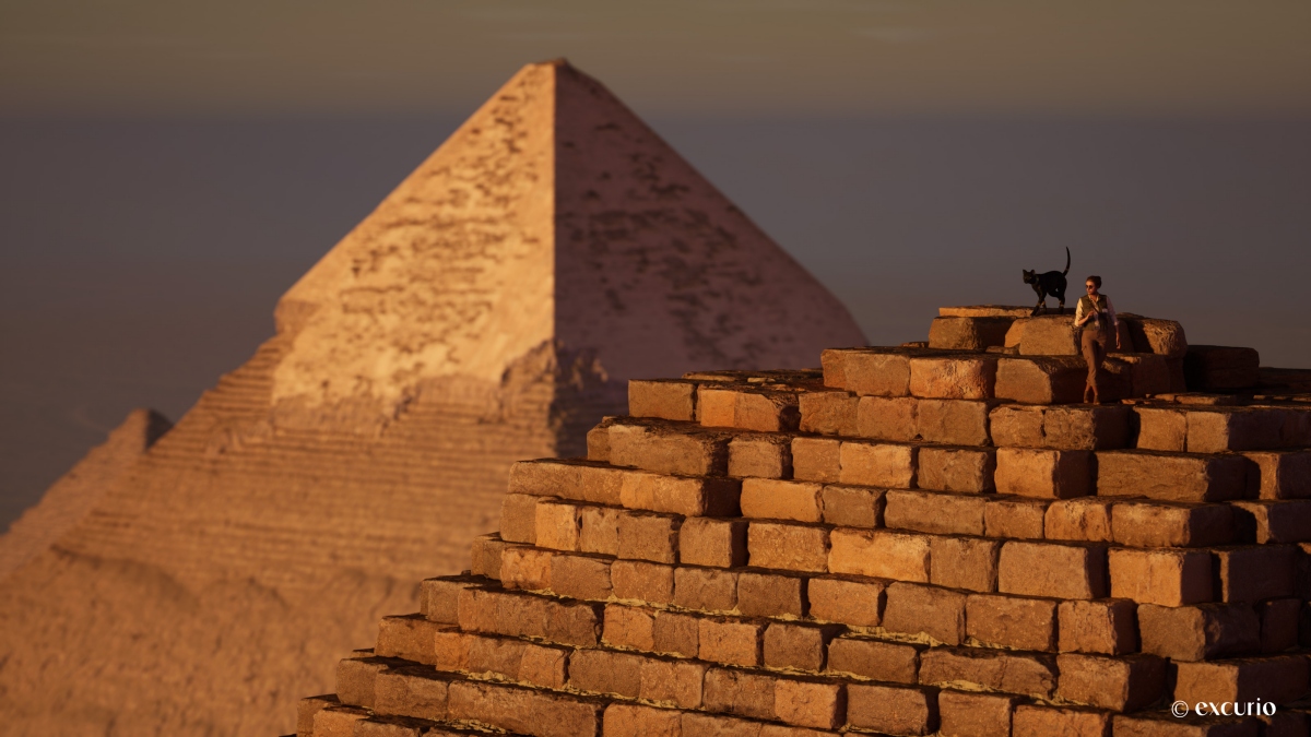 奇美博物館VR體驗《消失的法老》，透過虛擬實境帶領觀眾登上古夫金字塔頂端。（圖片版權：excurio）