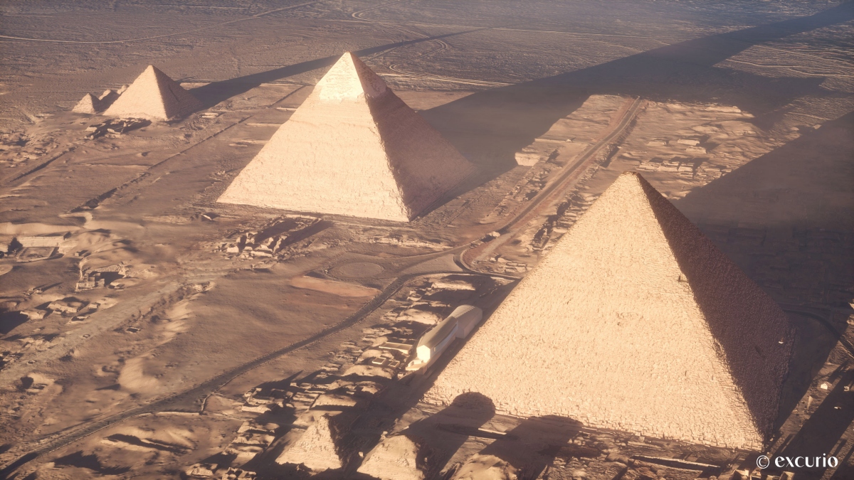 奇美博物館VR體驗《消失的法老》以古夫金字塔為場景，由哈佛專家團隊精準重現金字塔內部和周圍環境。（圖片版權：excurio）