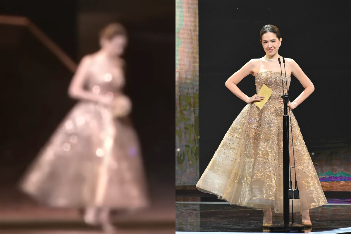 「凹焦頒獎人」許瑋甯在失焦鏡頭中登場，與新演員共勉。（左圖翻攝自MyVideo官方頻道／右圖提供：金馬執委會）