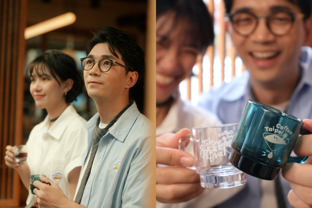 自媒體創作者AD Cafe手拿此次活動限量發售的淺嚐杯（零售價 NT$250）。（圖片提供：臺北咖）