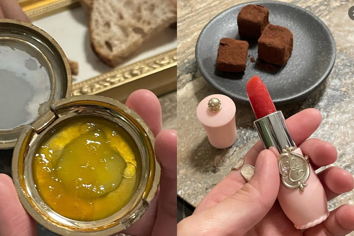 「美妝概念套餐」粉餅果醬（左）、口紅果凍（右）。（圖片提供：富興工廠1962）