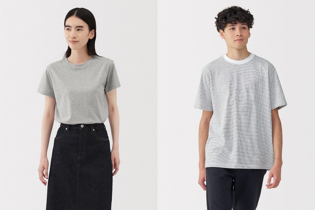 男女天竺圓領短袖T恤，199元（圖片提供：MUJI無印良品）