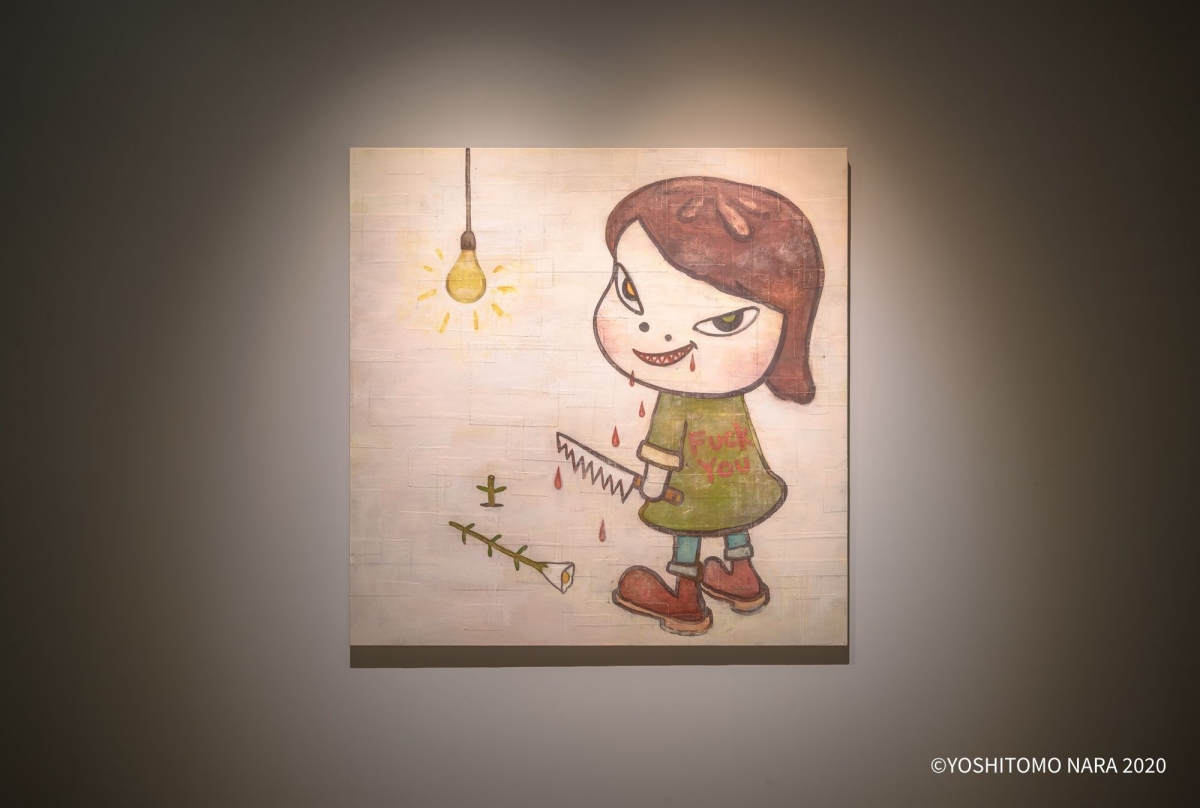 以1994年同名作品為基礎，重新詮釋的《凋謝的花（2020版）》，更是奈良美智首次帶來台灣展出的大型畫作。（圖片提供：主辦單位–文化總會、嘉義縣政府）