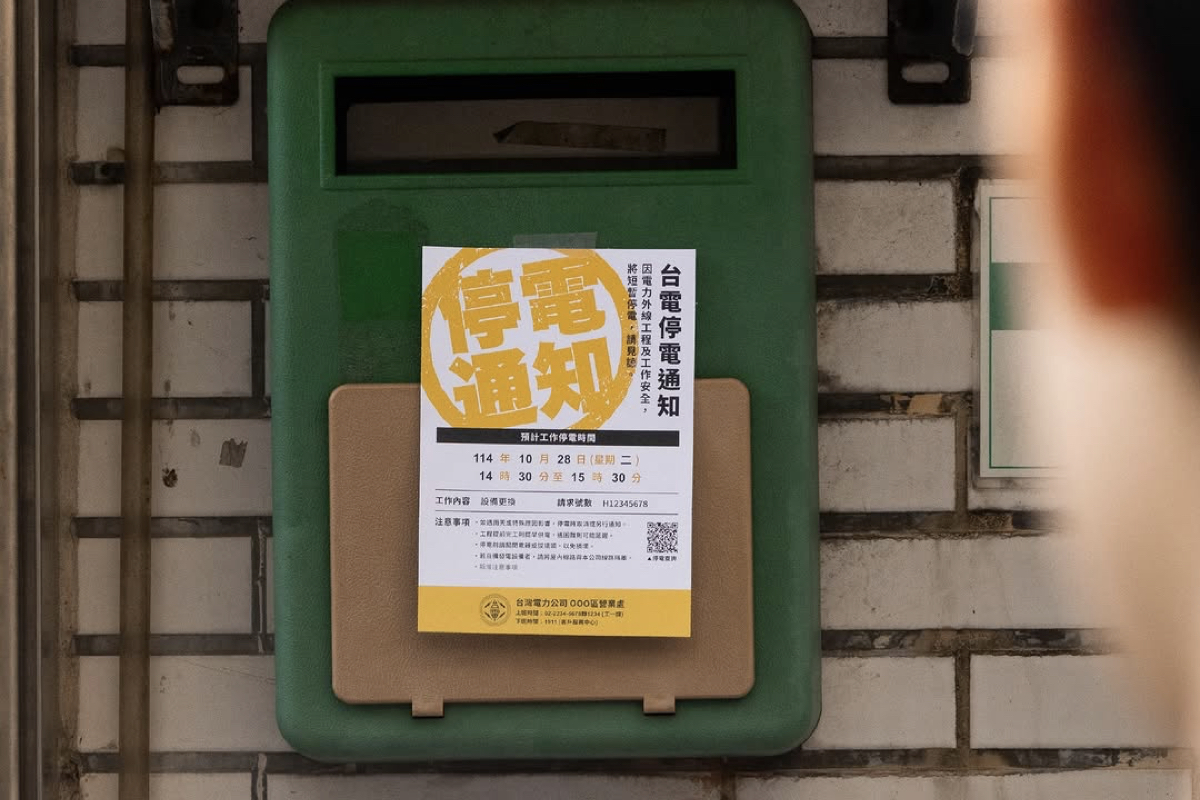 台電「停電通知單」設計大改版！黑黃配色 X 清晰文字排版架構，讓民眾一眼就能掌握訊息