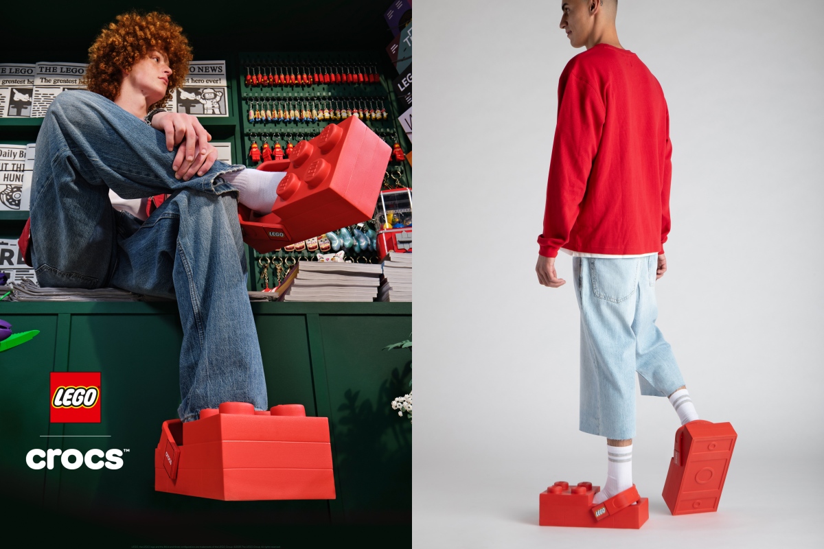 鞋面設有4顆印有樂高Logo的積木凸點，並搭配仿積木結構的創新鞋底設計。（圖片來源：LEGO ）