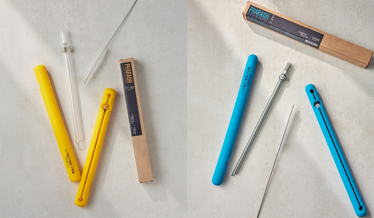 《埃及之王》展覽吸管組（粗)）-守護神「拉-哈拉胡提」，390元、（細）–塞赫麥特女神，390元。（圖片提供：奇美博物館）