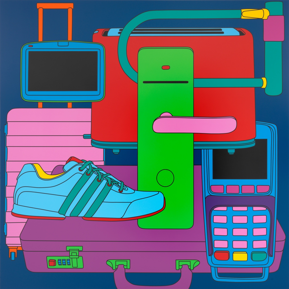 麥可．克雷格－馬丁《空間II》，2016，壓克力彩、鋁板，300 × 300 cm © Michael Craig-Martin. 藝術家版權所有，攝影：Mike Bruce，圖片提供：高古軒。