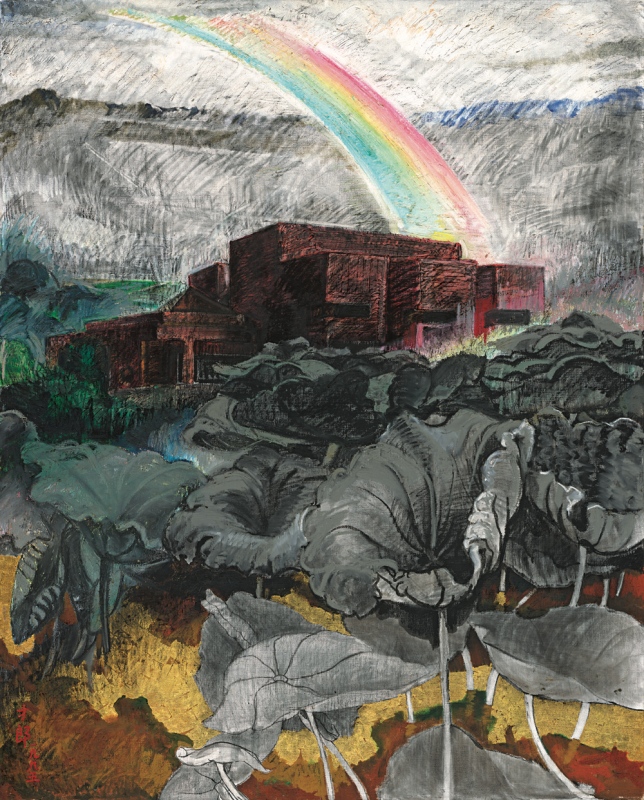 黃才郎〈彩虹—雨後高美館〉（國美館提供）