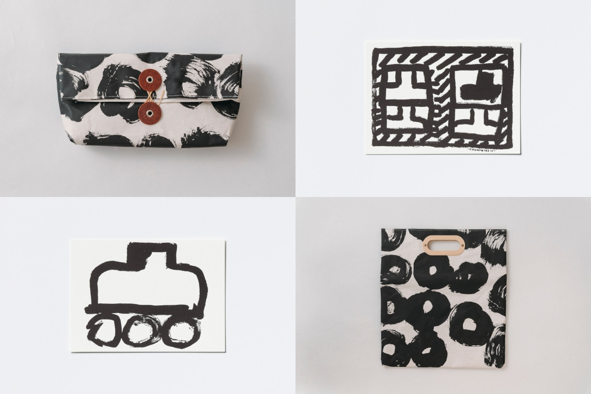 環保石頭紙小包（左上）、文件包（右下）及兩款活版印刷明信片。（圖片提供：U.I.J）