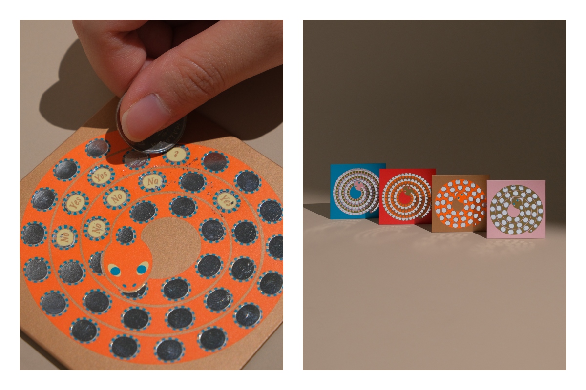 刮開銀色塗層的動作，呼應了蛇蛻皮的意象。（圖片提供：Fictionist Studio）