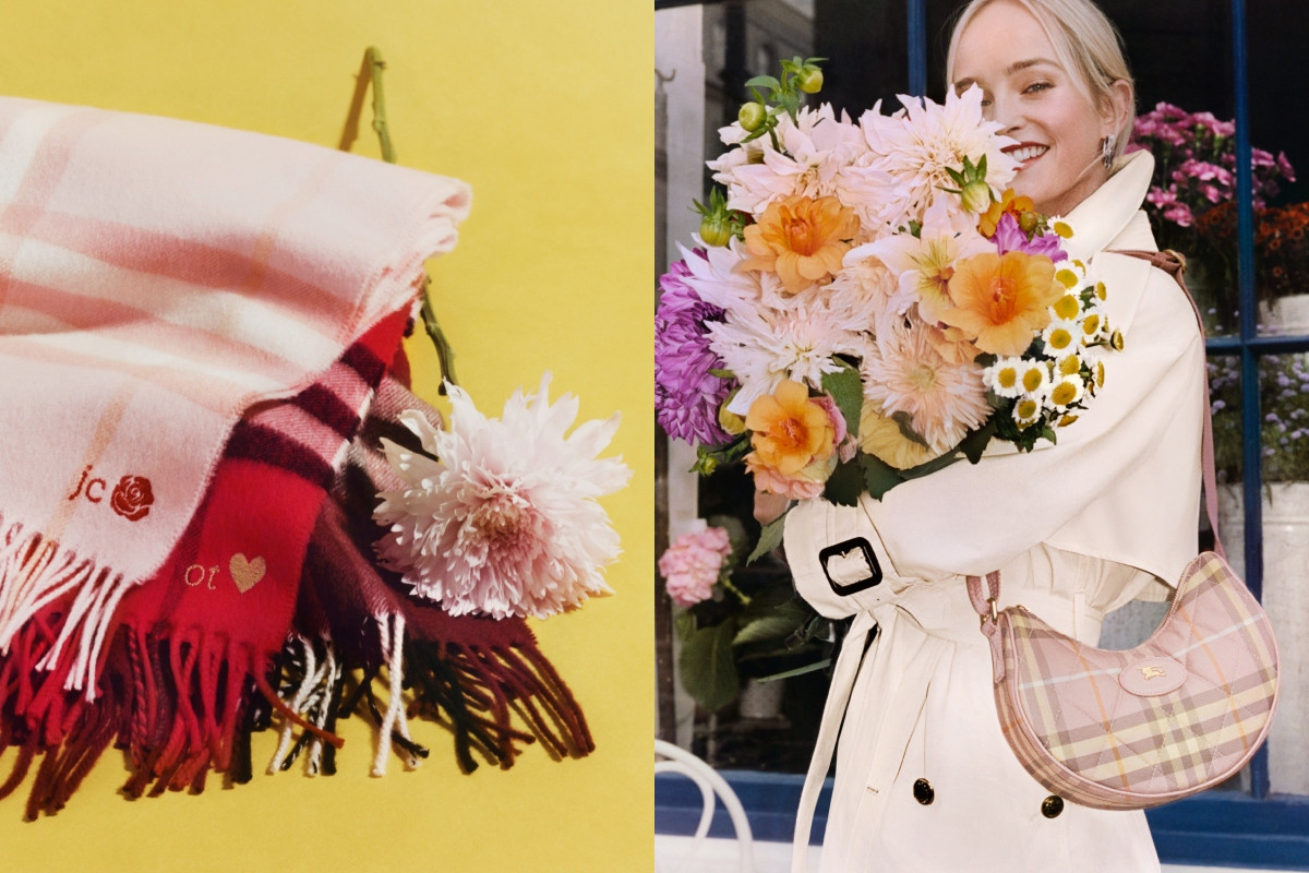 Burberry格紋喀什米爾圍巾（左），參考價格 NT$20,500；Horseshoe斜背包（右），參考價格 NT$39,900。（圖片提供：Burberry）