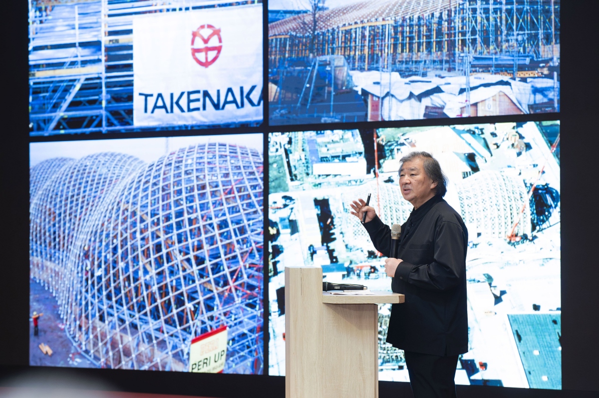 日本普利茲克獎建築大師坂茂分享代表性作品與理念，介紹永續材料與公共建築經驗。（圖片提供：大安森林公園之友基金會）