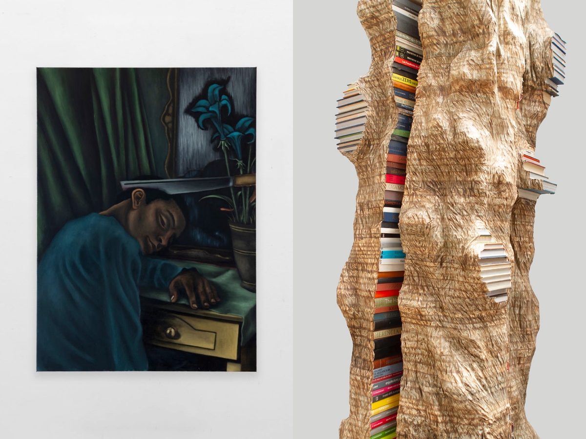 左：Arcadia Missa，Lewis Hammond〈Credo〉，2025。（圖片提供：藝術家與Arcadia Missa，倫敦）｜右：Galería Max Estrella，Miller Lagos《Trees》系列局部，2025。（圖片提供：藝術家與Galería Max Estrella）