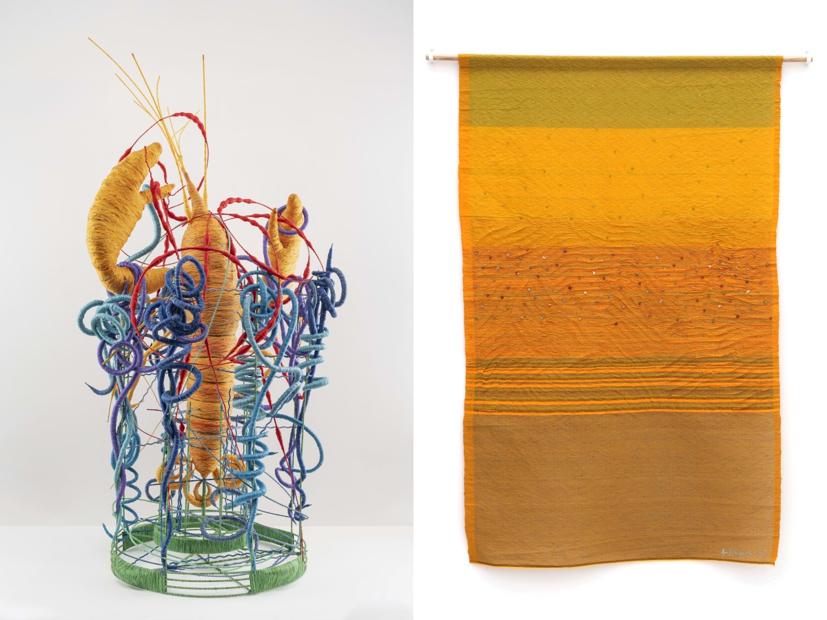 左：Tarq，Parag Tandel〈Talisman for Coastal Futures 8〉，2024。（圖片提供：藝術家與Tarq）｜右：Mizuma Art Gallery，Ari Bayuaji〈Sparkling Sea on the Horizon〉，2024。（圖片提供：Mizuma Art Gallery；攝影：MIYAJIMA Kei）