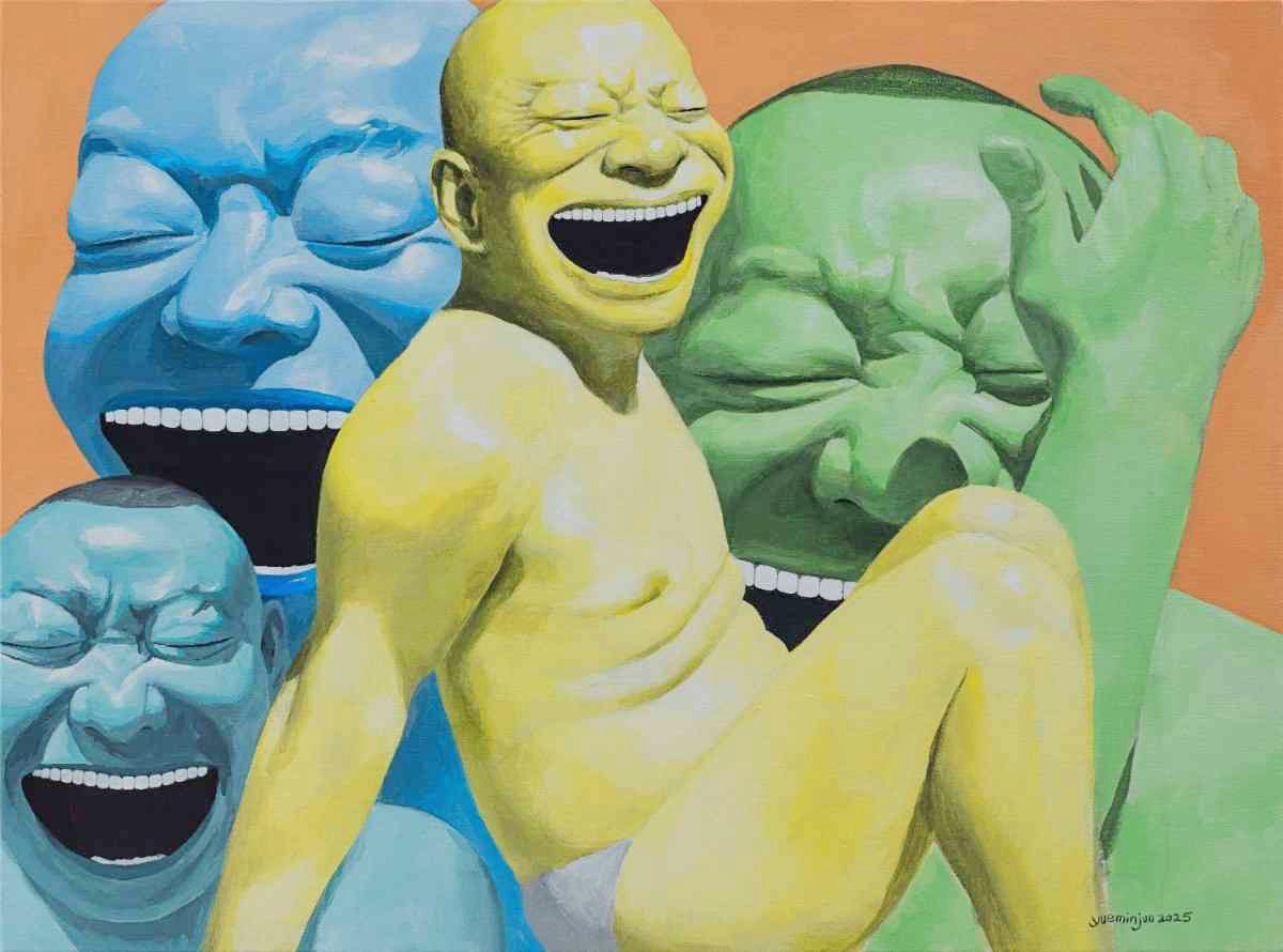 Tang Contemporary Art，Yue Minjun〈Caption Line〉。（圖片提供：藝術家與 Tang Contemporary Art）