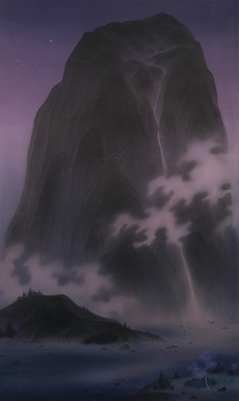 首都藝術中心_王逸家_尋找另一個夢境_水墨絹本設色、銀箔_160X96cm_2024