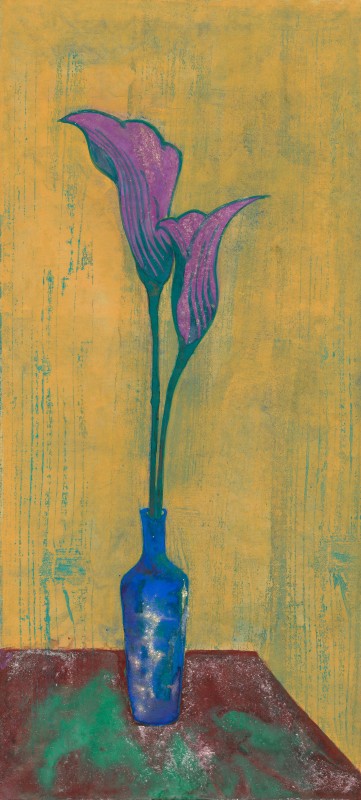 蔚龍藝術_郭怡君_午後窗花景一_膠彩_56x25cm_2024