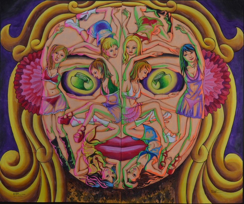 台灣女性藝術協會_吳瓊華_檳榔青春組曲_彩墨_150x180cm_2012