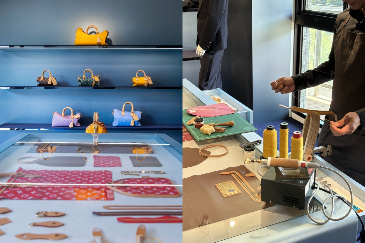 並安排路易威登工匠現場示範包款製作過程。（左圖提供：Louis Vuitton、右圖提供／攝影：Ning Chi）