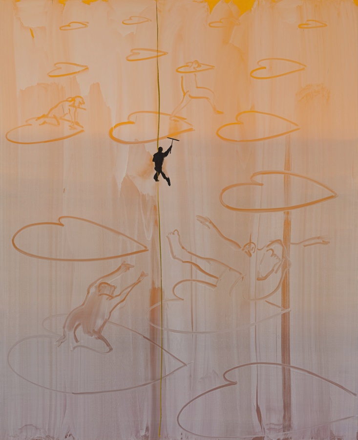 Tala Madani〈Squeegee Men (Hearts)〉，2024。（圖片提供：藝術家、Pilar Corrias 與 David Kordansky）